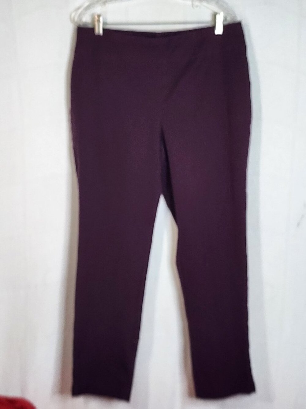 Fabulously Slimming Eggplant Cotton Rayon Span Stretch Pant 2.5 Short L 14 Short